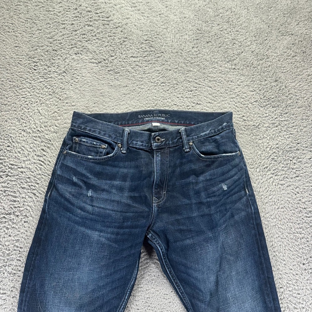 Vintage Banana Republic Jeans Men's 34x32 Blue Cotton Denim Straight Workwear - Picture 2 of 10